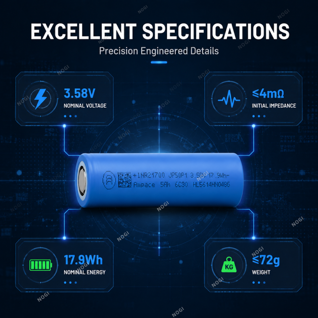 Ampace JP50P1 21700 Cell High Capacity & Ultra High Discharge Power Lithium Ion Cell,NOGIPower ,Ampace JP50P1 21700 Cell High Capacity & Ultra High Discharge Power Lithium Ion Cell