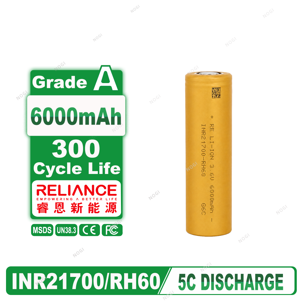 Reliance INR21700-RH60 6000mAh High Energy Density 21700 Lithium Cell with -40℃ -80℃ wide temp.,NOGIPower ,Reliance INR21700-RH60 6000mAh High Energy Density 21700 Lithium Cell with -40℃ -80℃ wide temp.