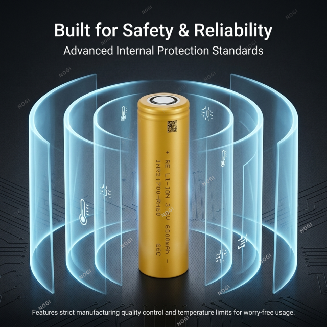 Reliance INR21700-RH60 6000mAh High Energy Density 21700 Lithium Cell with -40℃ -80℃ wide temp.,NOGIPower ,Reliance INR21700-RH60 6000mAh High Energy Density 21700 Lithium Cell with -40℃ -80℃ wide temp.