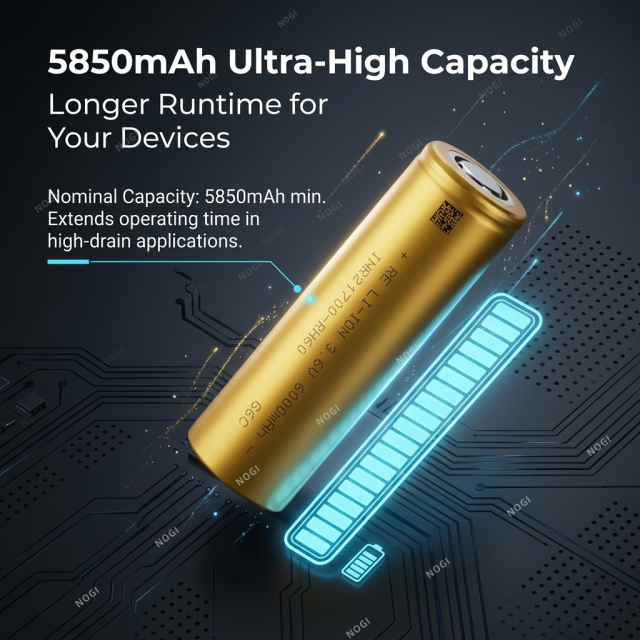 Reliance INR21700-RH60 6000mAh High Energy Density 21700 Lithium Cell with -40℃ -80℃ wide temp.,NOGIPower ,Reliance INR21700-RH60 6000mAh High Energy Density 21700 Lithium Cell with -40℃ -80℃ wide temp.