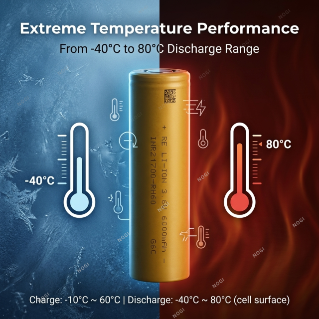 Reliance INR21700-RH60 6000mAh High Energy Density 21700 Lithium Cell with -40℃ -80℃ wide temp.,NOGIPower ,Reliance INR21700-RH60 6000mAh High Energy Density 21700 Lithium Cell with -40℃ -80℃ wide temp.