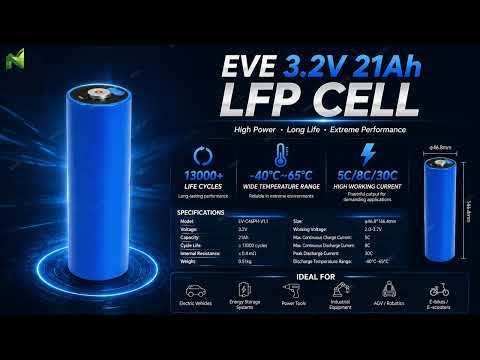 EVE C46PH-V1.1 3.2V 21Ah LFP Cylindrical Cell | 13000 Long Cycles, 30C Peak High Rate Discharge,NOGIPower ,EVE C46PH-V1.1 3.2V 21Ah LFP Cylindrical Cell | 13000 Long Cycles, 30C Peak High Rate Discharge-NOGIPower