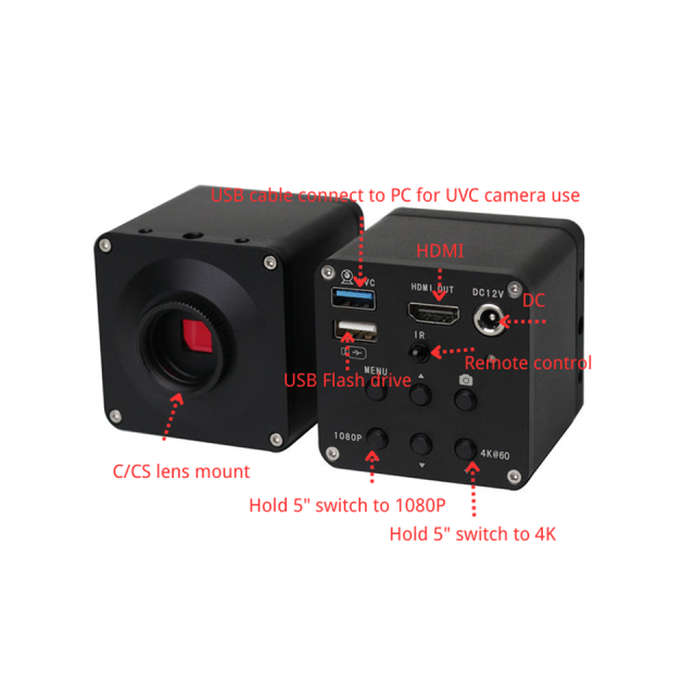 B37-4K 8MP 1/1.8” Sony CMOS HDMI USB UVC high definition 60fps Industrial Camera with key operation Microscope Camera,Phanture,8MP HDMI USB UVC industrial Camera