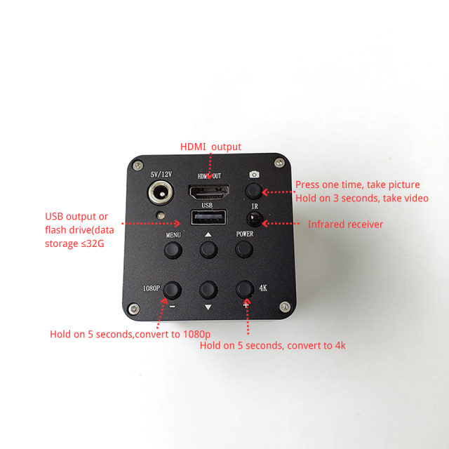 B265-1/1.8 -4K 8MP 1/1.8” Sony CMOS HDMI USB high definition 30fps Industrial Camera with key operation Microscope Camera,Phanture,4K 8MP CMOS Industrial Camera Microscope Camera