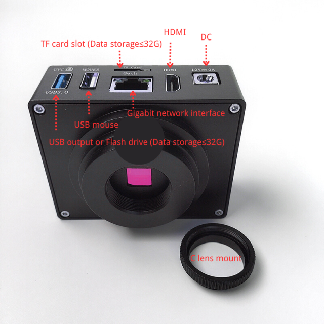 Phantrue 8MP 4K Digital Microscope Camera with Gigabit USB for PCB Inspection and Laboratory Imaging,Phanture,Phantrue 4K Digital Microscope Camera