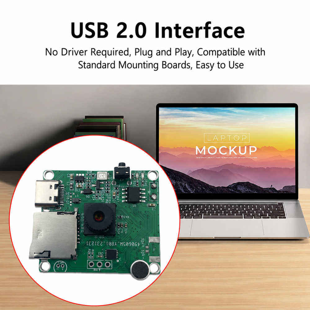 1MP | Compact & Portable | UVC Video Output | One-Touch Audio & Video Recording USB Camera Module