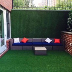 Premium artificial turf for commercial landscaping and outdoor restaurant patios.