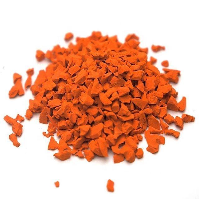Array of customizable EPDM rubber granule colors including red, blue, and green.