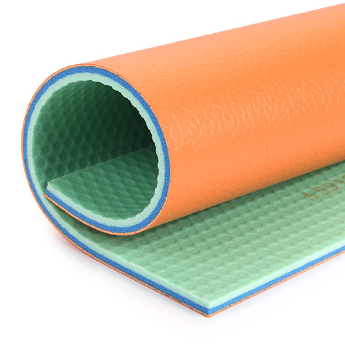 Detailed view of the gem-stone embossed PVC wear layer for enhanced traction and ball control.