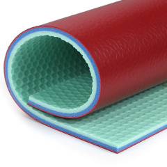 Prefabricated multilayer PVC sports mat rolls available in various professional colors.
