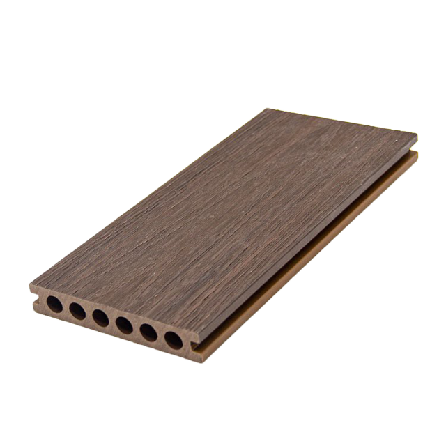 Professional color samples of WPC composite decking with wood grain textures.