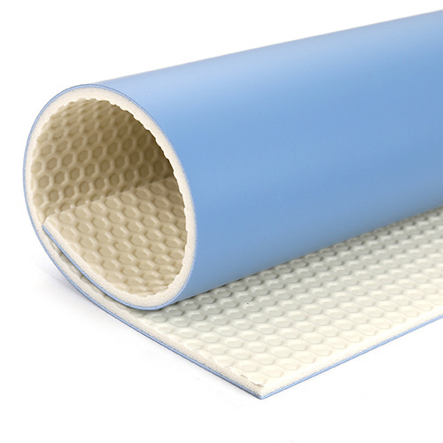 Kindergarten activity room featuring sky blue and dark grey safety PVC flooring.