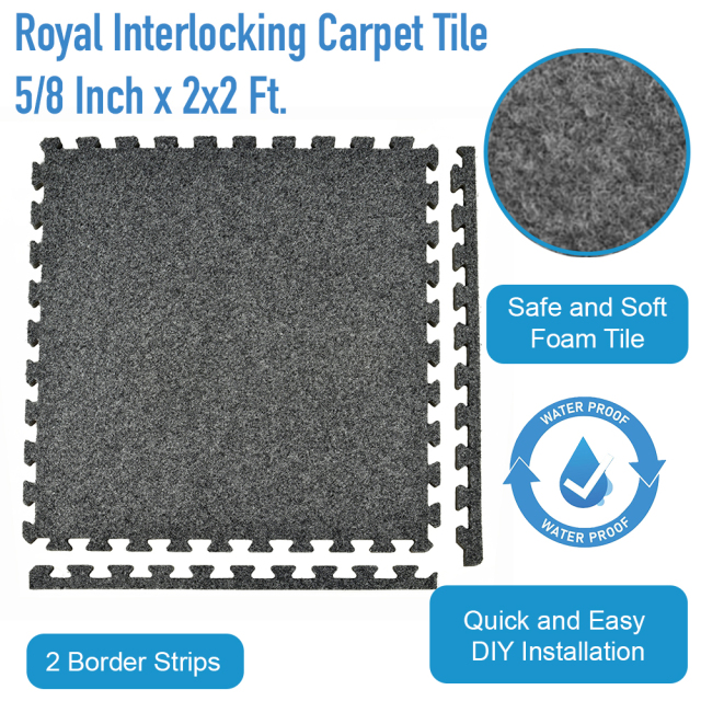Lightweight waterproof interlocking carpet tiles suitable for damp areas and easy cleaning.