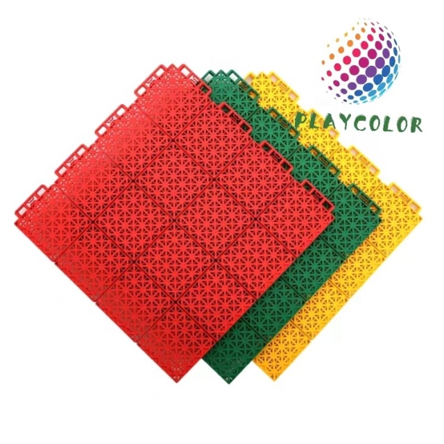 Technical dimensions of the 12"x12"x5/8" PP interlocking sports tile.