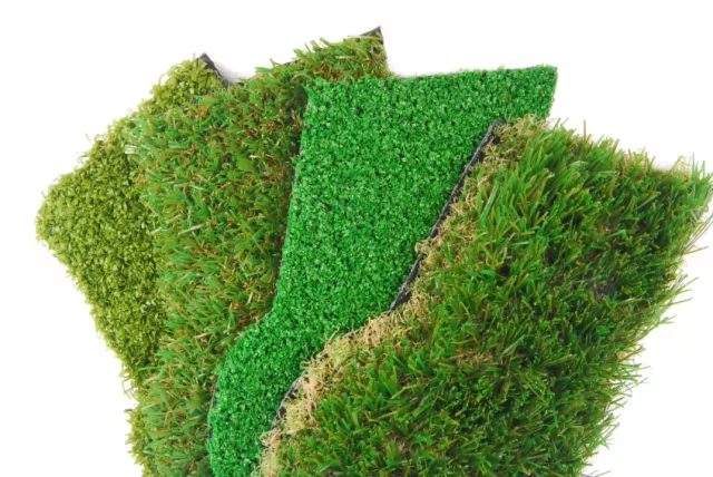 Side view of 50mm pile height landscape grass showing lush density and PE material.