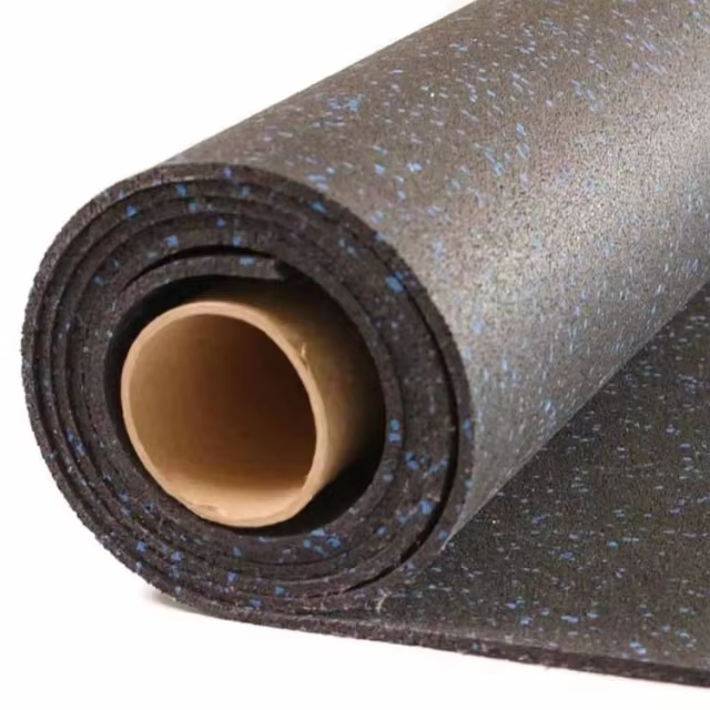 Side view showing the 8mm thickness of shock-absorbing rubber gym flooring.