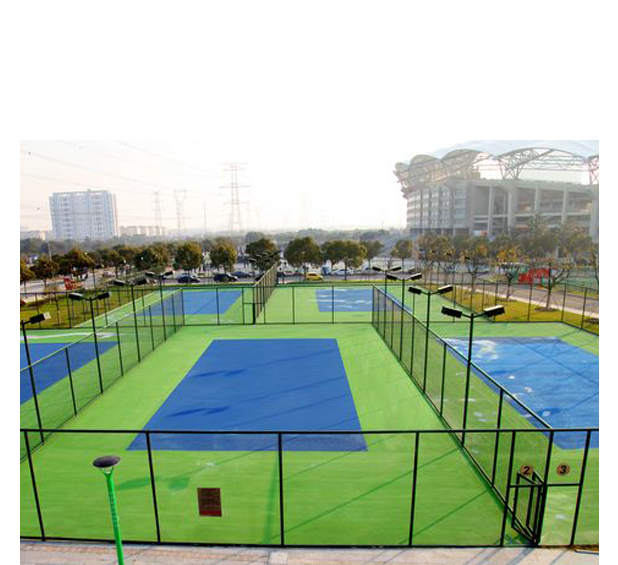 Seamless acrylic sport flooring being installed over a durable asphalt sub-base.