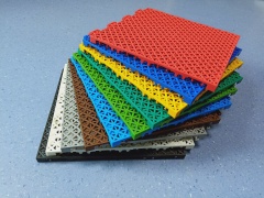 High-strength food-grade polypropylene material used for non-toxic sports flooring.