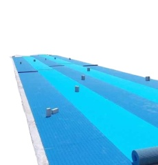 Close-up of a smart running track surface with optional IoT sensors for impact analytics