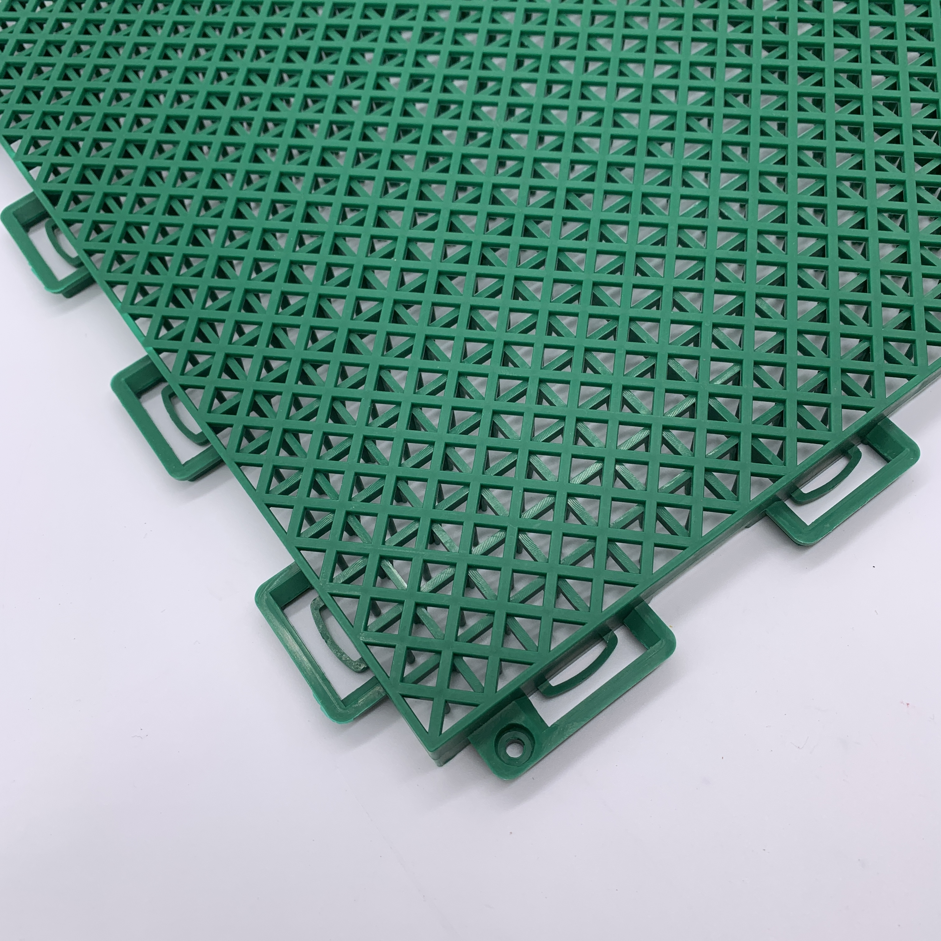 Selection of various color options available for customized interlocking court designs.