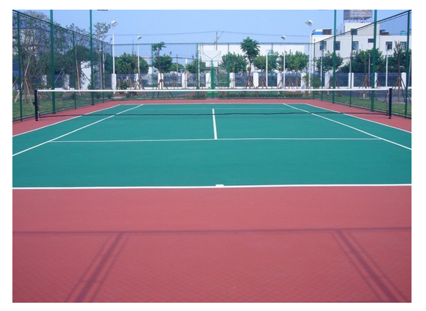 Versatile acrylic flooring suitable for tennis, basketball, and handball multi-sport use.
