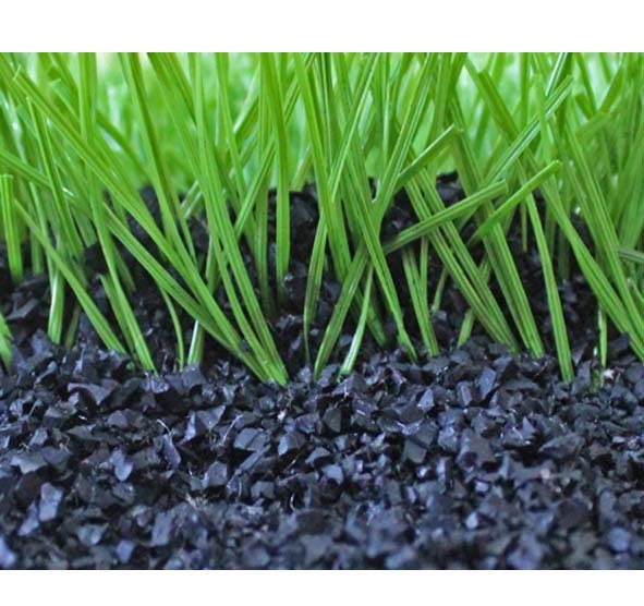 Non-toxic and eco-friendly recycled tire rubber granules for kindergarten playground safety.