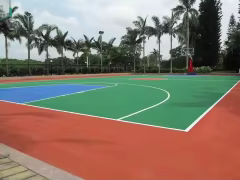 Durable and hygienic seamless outdoor tennis court installation using Silicon PU.