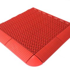 Multi-use PP interlocking tiles showing 10-year UV stability and weather resistance.