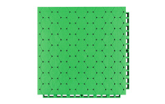 Top-down view of a 305×305×16mm thermoplastic rubber sports flooring tile showing the thickened hexagonal surface texture, designed for anti-slip grip on outdoor school sports courts and municipal fitness project surfaces under wet and dry conditions.