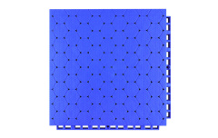 Close-up of the dense interlocking connection perimeter joint on a 305×305×16mm thermoplastic rubber sports tile, showing the locking geometry that secures adjacent panels in planar alignment without adhesive or mechanical fasteners for school and fitness facility sports surface installations.