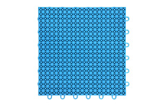 Close-up of the precise interlocking connection joint between two adjacent 305×305×14.2mm herringbone PP flooring tiles, showing the engagement geometry that prevents detachment, deformation, and fracture under dynamic loading in kindergarten, leisure area, and balcony floor installations.