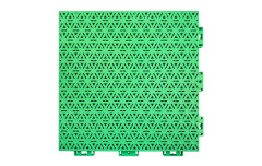 Installed 319×319×16mm three-layer hexagonal polypropylene interlocking playground tiles on an outdoor primary school or kindergarten playground surface, showing full-coverage modular installation, consistent pearl pattern matte texture, and uniform four-point injection lock joint alignment across the installed area.