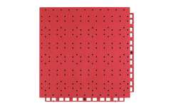 Underside view of a 305×305×13mm TPR kindergarten safety flooring tile showing the cylindrical ring bottom structure and cross rib support feet, which distribute fall impact loads and maintain substrate clearance for drainage and ventilation in outdoor early-childhood facility installations.
