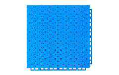 Top-down view of a 305×305×14mm thermoplastic rubber safety flooring tile showing the family hexagonal surface pattern and non-slip texture surface, with visible drainage holes and auxiliary drainage trenches, designed for anti-slip performance on both outdoor sports fields and kindergarten activity areas.