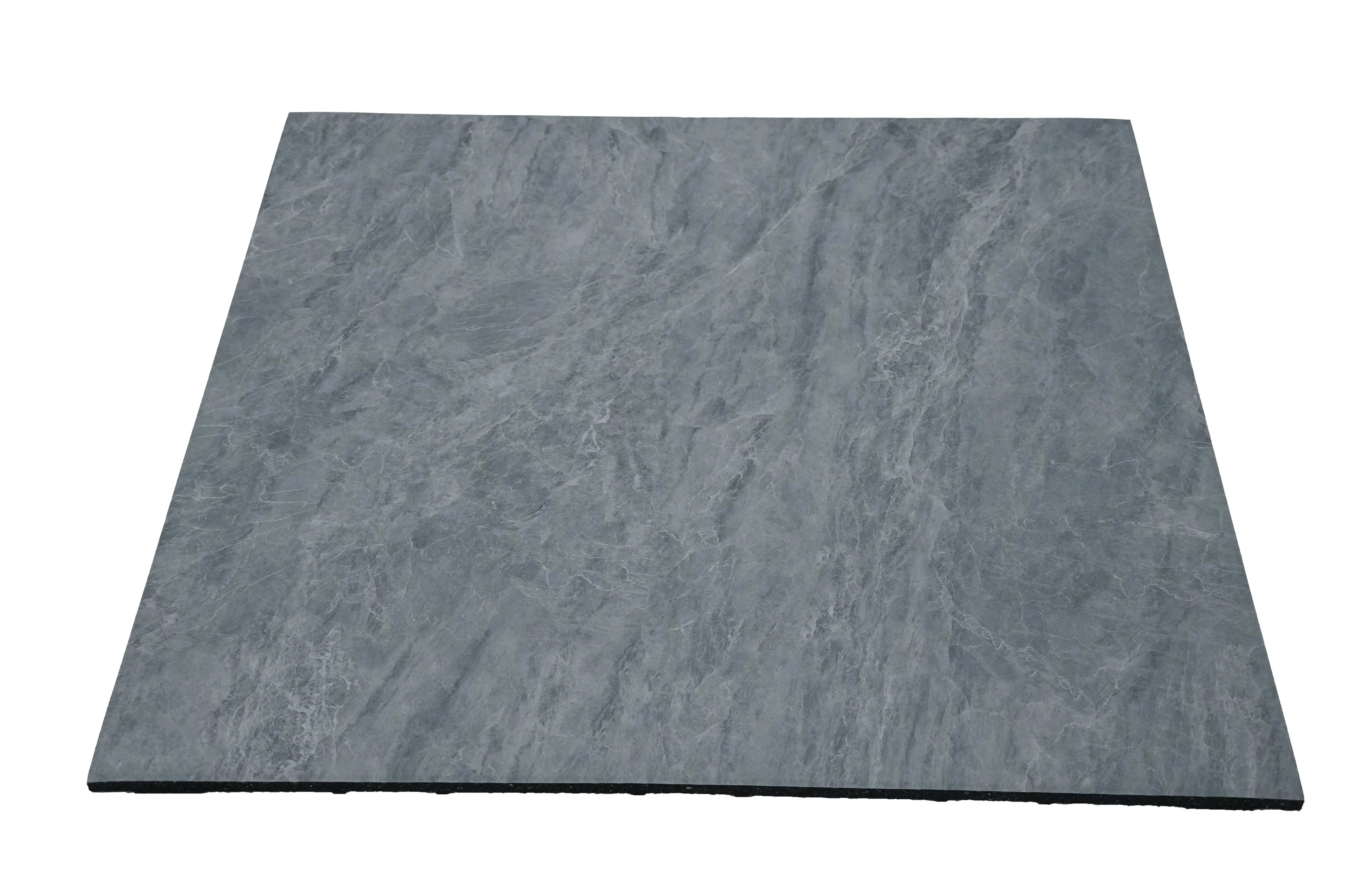 Copolymer surface rubber floor tile showing compact anti-skid textured top surface, square tile format, and customizable pattern detail for gym flooring and commercial anti-fall protection applications