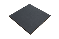 Composite elastic rubber mat in full square geometric perspective showing the 500×500 mm or 1000×1000 mm modular block layout, dual-layer construction profile, and interlocking edge configuration for commercial gym, garage, or exhibition hall floor installation.