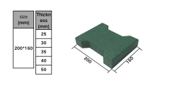On-site step-by-step layout of bone type rubber paving bricks using the ordinary splicing interlocking dry-lay installation method on an outdoor commercial sidewalk or park walkway sub-base.