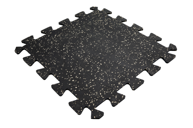 Macro texture detail of the composite elastic rubber mat high-temperature pressed coil surface layer, manufactured via precise rotary cutting, showing the low-porosity easy-to-clean surface structure for commercial gym and industrial floor deployment.