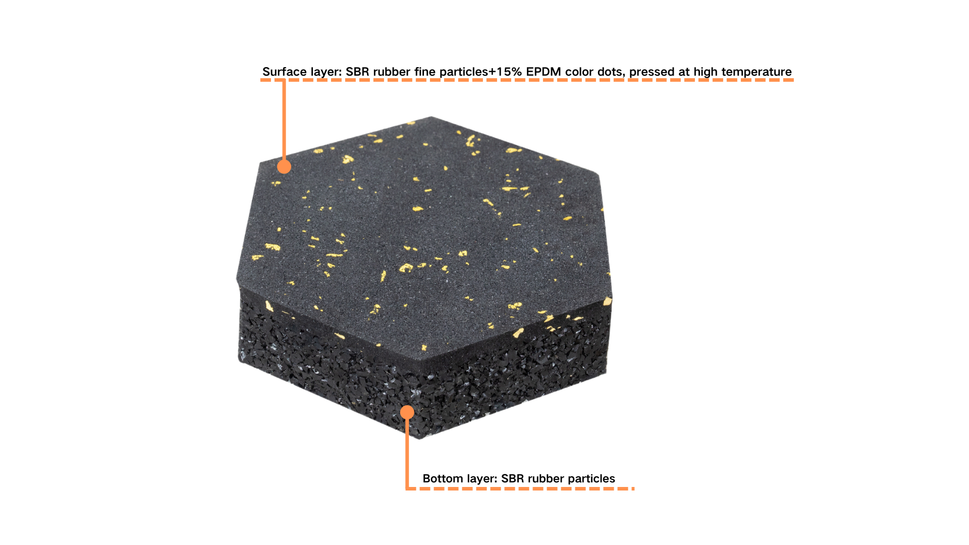 Field layout closeup showing hidden buckle splicing installation execution on ordinary elastic rubber mats, with concealed joint mechanism engagement, flush surface alignment, and modular unit positioning across a commercial gym or indoor safety flooring environment.