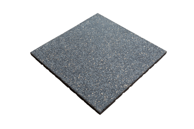 Direct profile view of the grooved base variant on a composite elastic rubber mat, showing the channel line geometry along the bottom substrate surface, designed for enhanced mechanical shock absorption, noise reduction, and sub-floor deflection in commercial gym and heavy-load indoor flooring installations.