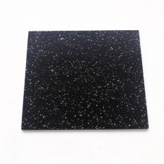 Composite foam rubber floor mat in modular 500×500mm and 1000×1000mm square tile formats, showing dual-layer rubber surface and polyurethane foam base construction, available in 20mm, 25mm, and 30mm structural thickness configurations for commercial gym, office, kindergarten, and playground procurement.