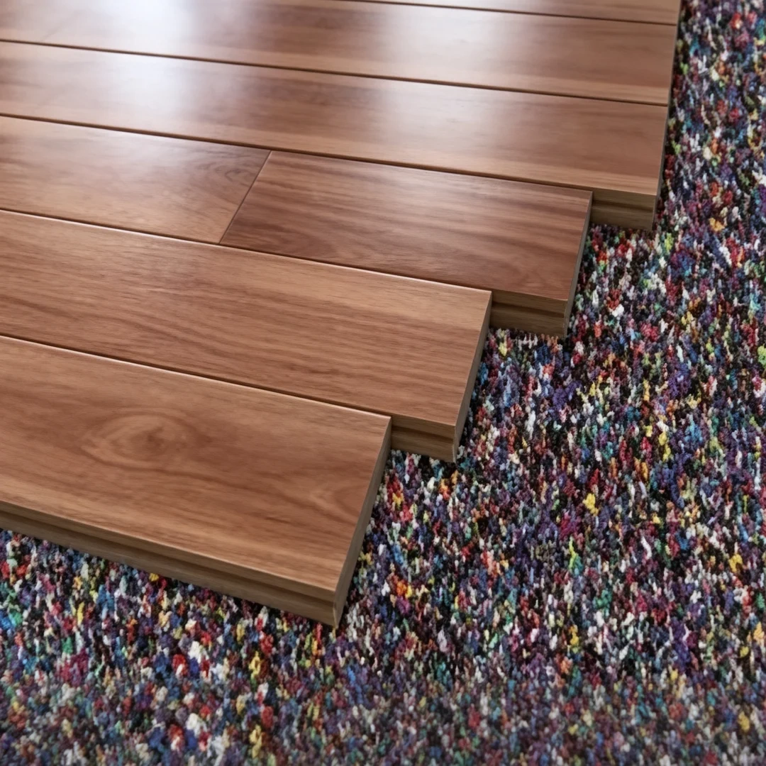 Sound insulation underlay thickness comparison from 3mm to 20mm cross-section view