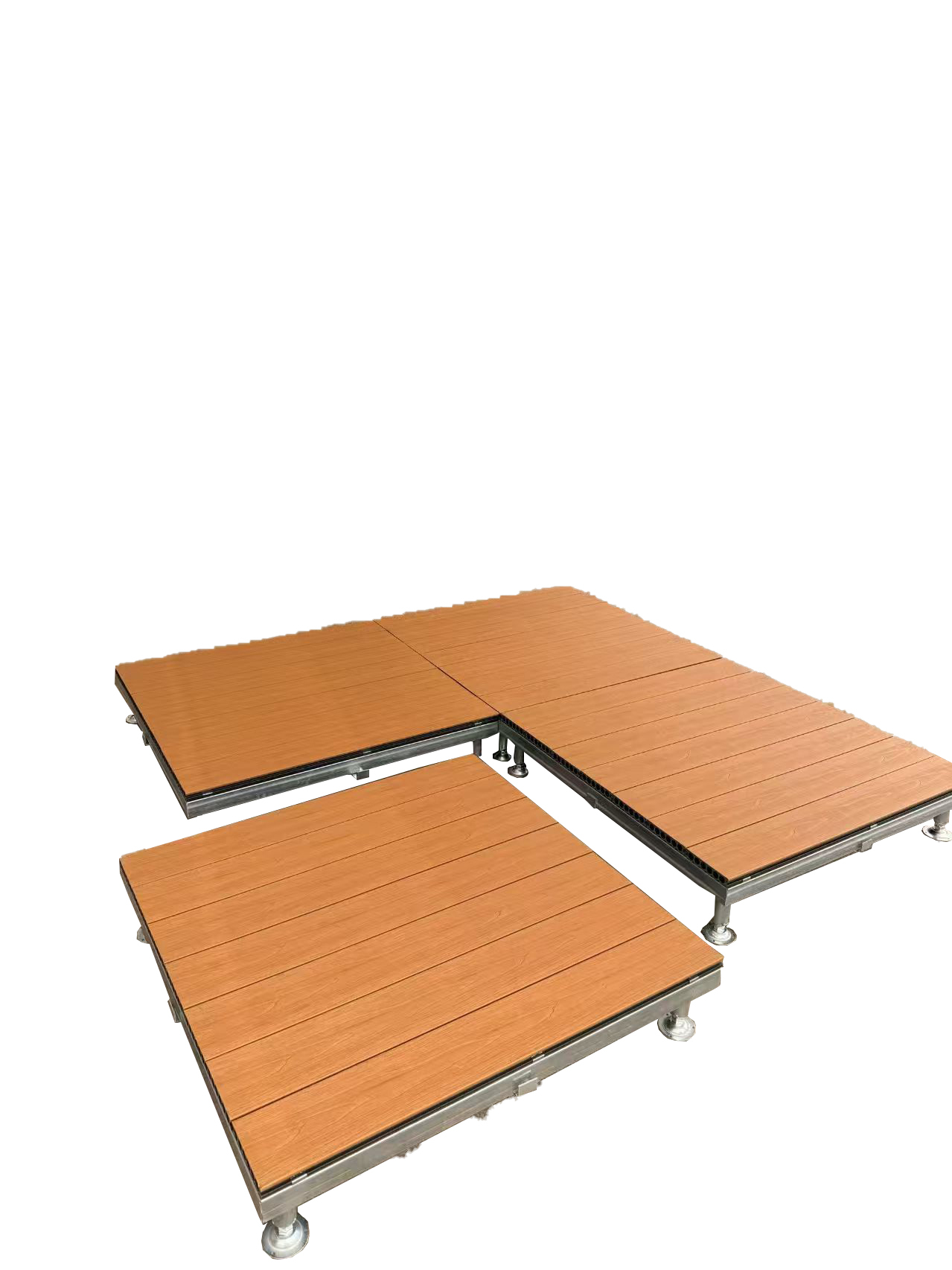 WPC decking platform modular outdoor deck, full assembled view