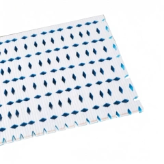 Cross-section of 3D honeycomb mesh shock pad showing vertical support filaments
