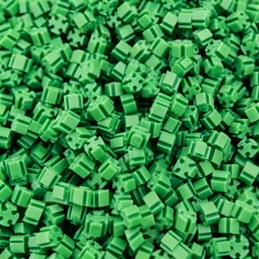 Close-up of TPE granules used as artificial turf infill material