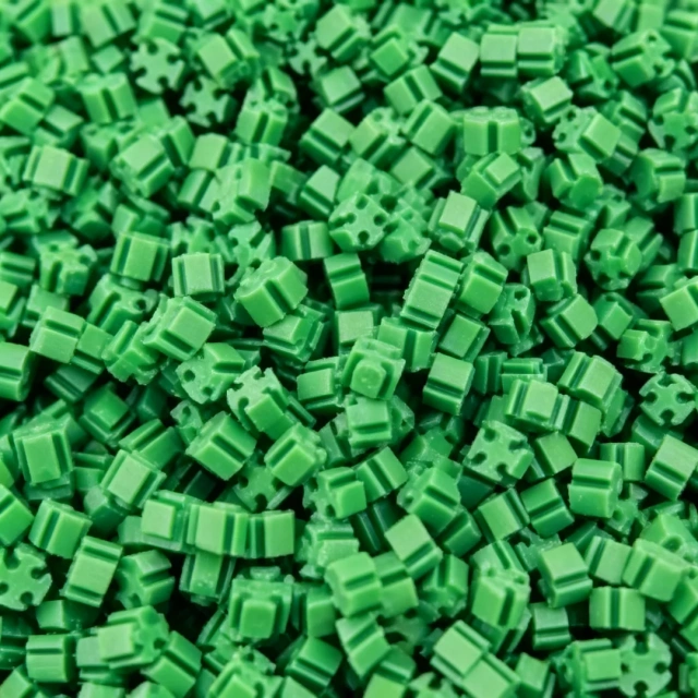 Close-up of TPE granules used as artificial turf infill material