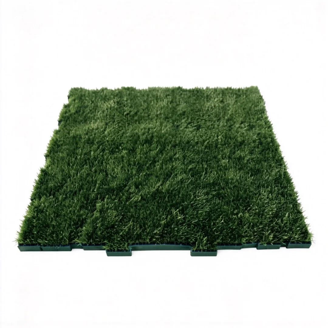 Close-up of non-infill turf protection mat surface texture