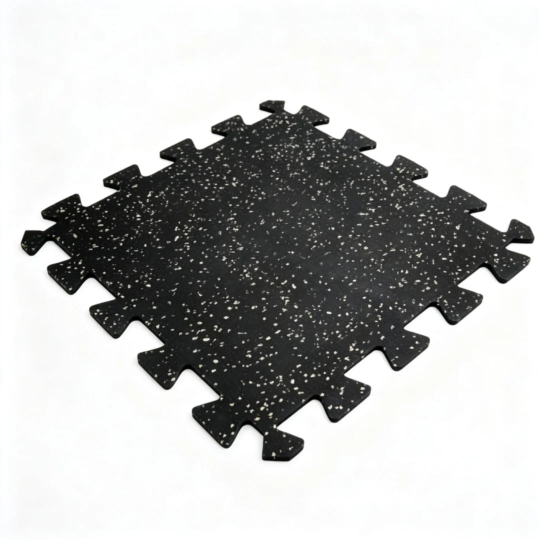 Composite elastic rubber floor mat with interlocking edge design for gym flooring