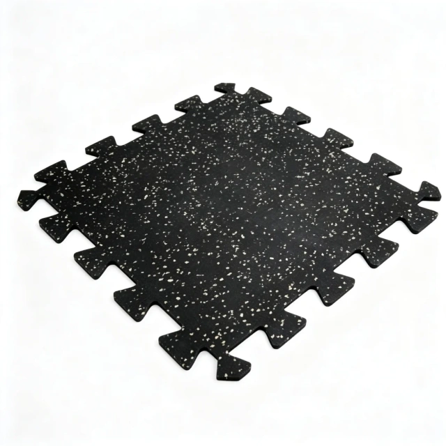 Composite elastic rubber floor mat with interlocking edge design for gym flooring