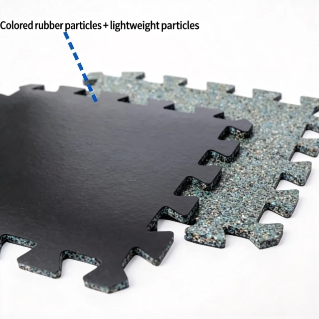 Lightweight composite elastic rubber floor mat for gym flooring